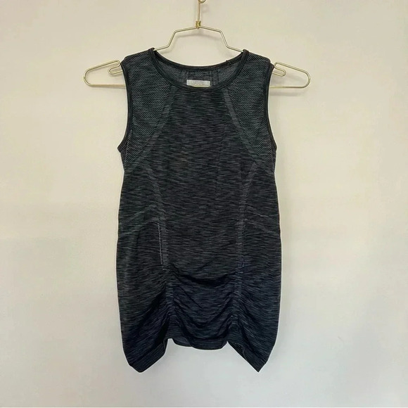 Athleta Fastest Track Size XS Black Space Dye Ruched Muscle Tank Seamless Top - Picture 1 of 8